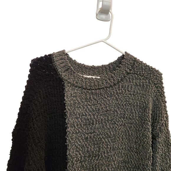 Bobeau Long Sleeve Crew Neck Popcorn Knit Cozy Pullover Sweater Gray Black Large - Picture 3 of 8